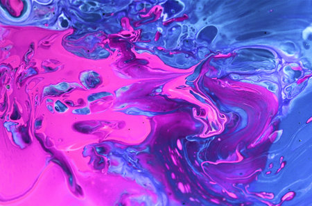 Abstract background of oil paint in blue, pink and purple colors.