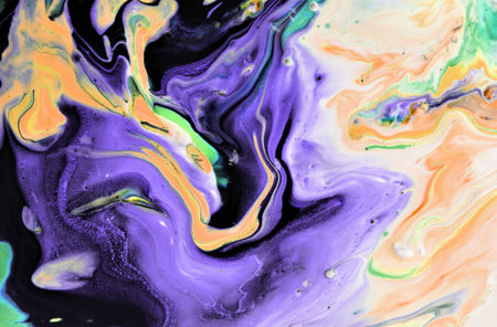 Marbled blue and yellow abstract background. Liquid marble ink pattern.