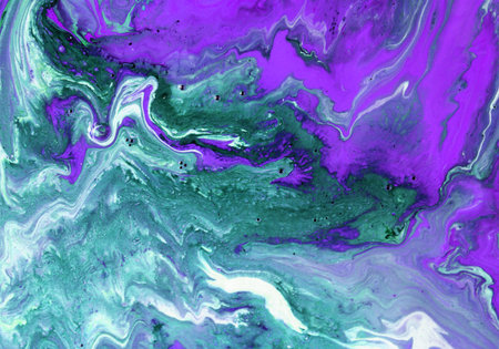 Abstract background of acrylic paint in blue and purple tones. Liquid marble texture