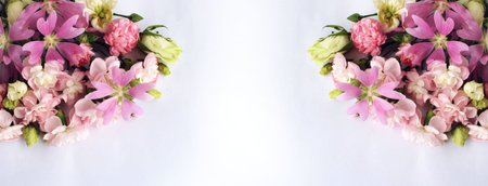 Bouquet of flowers on white background. Floral background.の写真素材