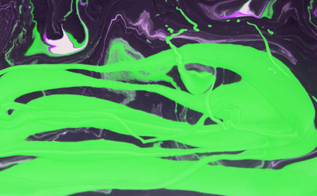 Green and purple abstract acrylic background. Marbling artwork texture. Agate ripple pattern. Gold...