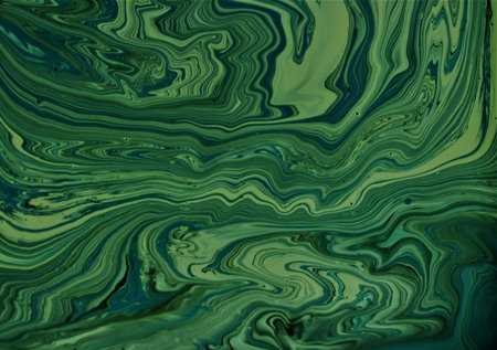 Abstract background of acrylic paint in green tones. Liquid marble pattern.の写真素材