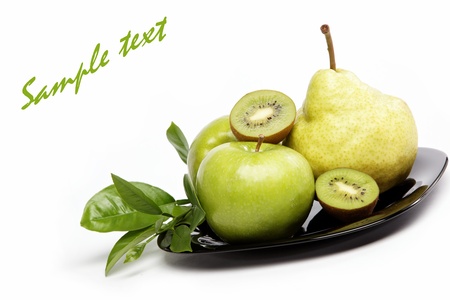 Fresh fruits isolated on a white background の写真素材