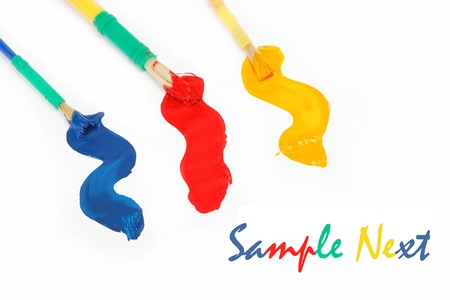 Brushes and paints isolated on a white background.の写真素材