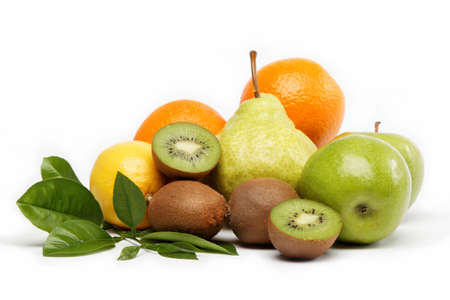 Fresh fruits isolated on a white background の写真素材
