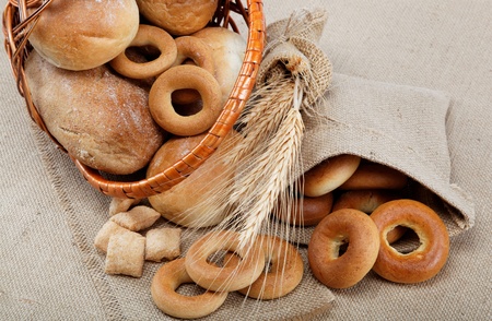 Fresh breads for a variety of sacking.の写真素材