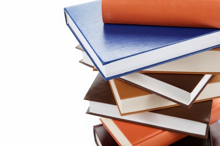 A stack of books on a white background 