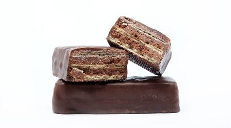 wafers in chocolate isolated on a white background