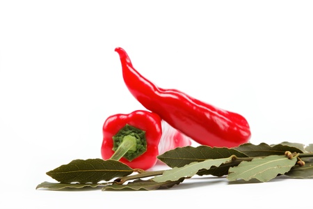 Healthy food. Fresh vegetables. Peppers on a white background.の写真素材