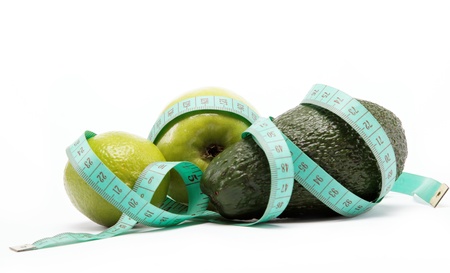 Natural products. Diet. Fresh fruit on a white background.の写真素材