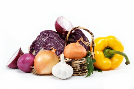 Healthy food. Fresh vegetables on a white background.の写真素材