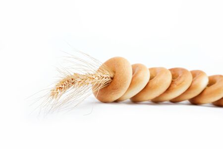 Bakery products. Bagels on a white background.の写真素材
