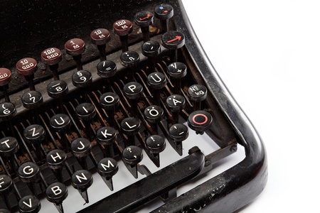 Keyboard of a vintage typewriter in close up