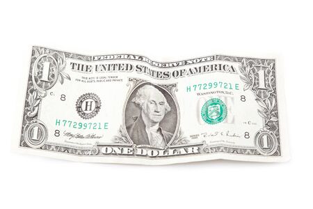 Right side of banknote one United States dollar isolated on white background.