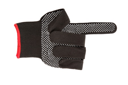 Black work glove isolated on white background.の写真素材