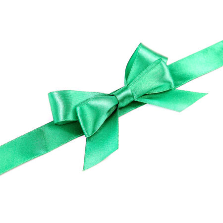Color gift satin ribbon bow, isolated on white background.の写真素材
