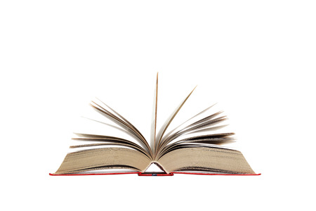 Open book isolated on white background.