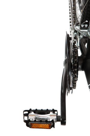Bicycle pedal with sprocket isolated on a white background.の写真素材