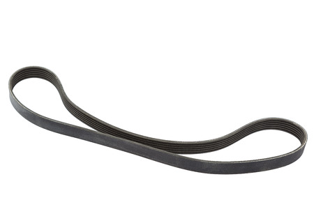 Car alternator belt isolated on white background.