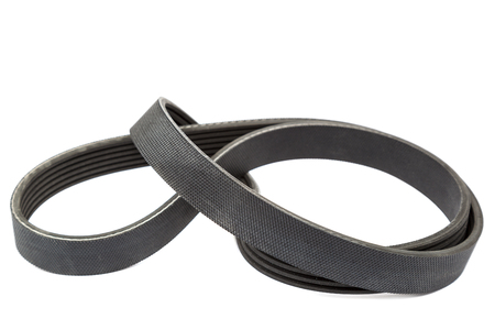 Car alternator belt isolated on white background.
