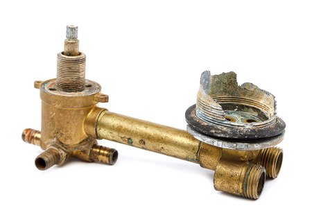 Faucet shower isolated on a white background.の写真素材