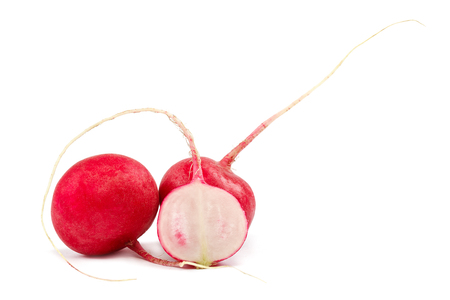Fresh radishes isolated on a white background.の写真素材