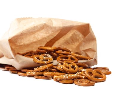 Crispy salty pretzel cookies isolated on a white background.の写真素材