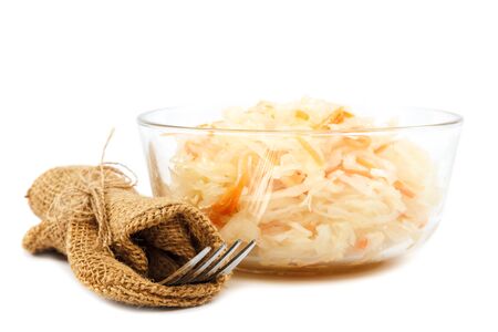 Salad of sauerkraut isolated on white background.の写真素材
