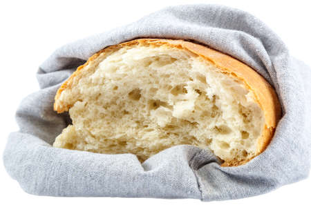 Loaf of rye bread isolated on white background.