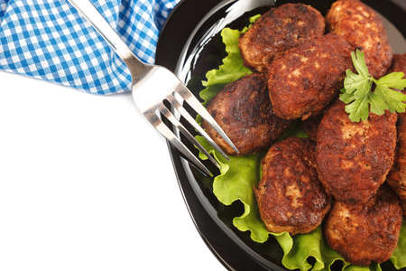 Meat patties isolated on a white background.