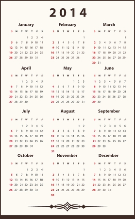 2014 ellegant calendarのイラスト素材