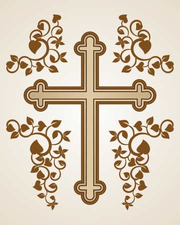 Christian Cross with fluorish decorationsのイラスト素材