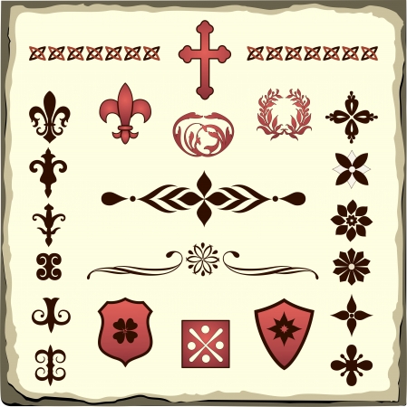 Set of text and page decorations のイラスト素材