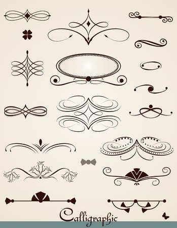 Calligraphic  decorations, design elements and dividersのイラスト素材