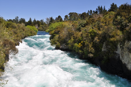 Water at Huka Falls in New Zealandの写真素材