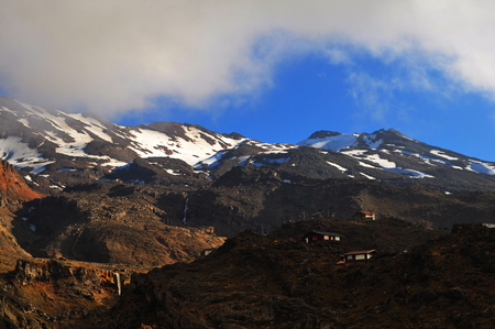 Views of the rock formations on Mount Ngauruhoeの写真素材