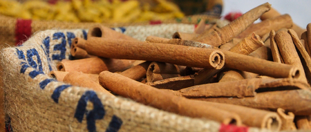 Close up of fresh Cinnamon Sticks in a bagの写真素材