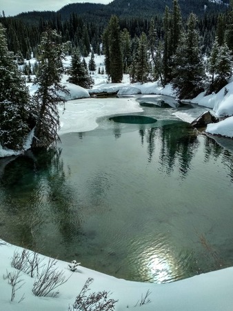 Ink Pots at Johnston Canyon in winterの写真素材