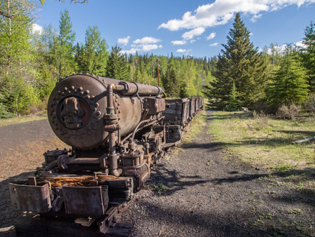 coal mining cars from lower bankhead, banff national parkの写真素材
