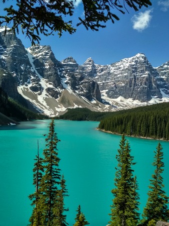 Moraine lake in summer in Banff National Parkの写真素材