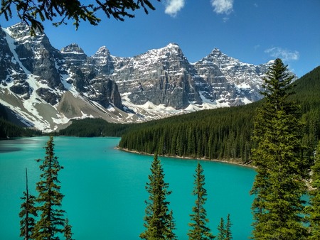 Moraine lake in summer in Banff National Parkの写真素材