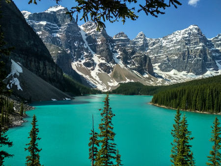 Moraine lake in summer in Banff National Parkの写真素材