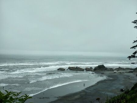 Washington State Seascape with grey skyの写真素材
