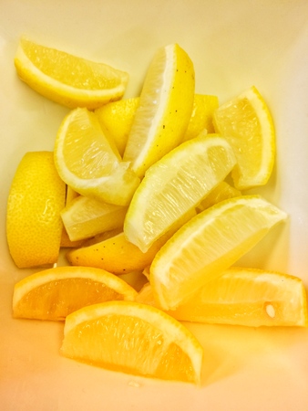 Fresh sliced lemonsの写真素材