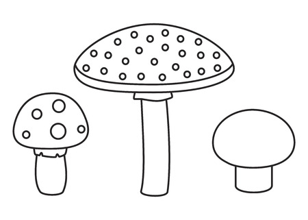 Line set of different mushrooms. Vector illustration.のイラスト素材