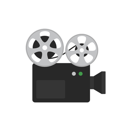 Flat icon movie camera isolated on white background. Vector illustration.のイラスト素材