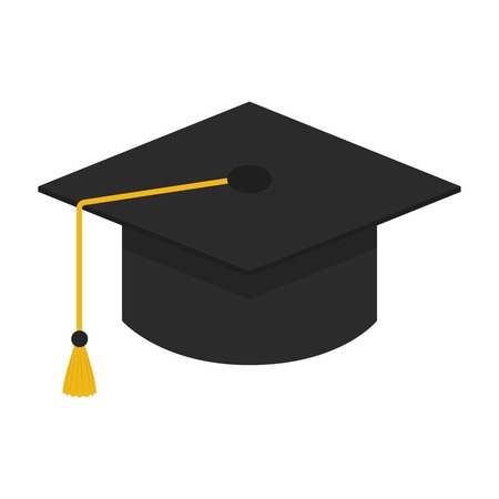 Flat icon graduation cap isolated on white background. Vector illustration.のイラスト素材