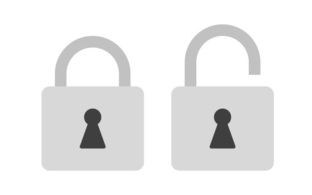 Flat icon locked and unlocked gray padlock. Lock icon. Vector illustration.のイラスト素材