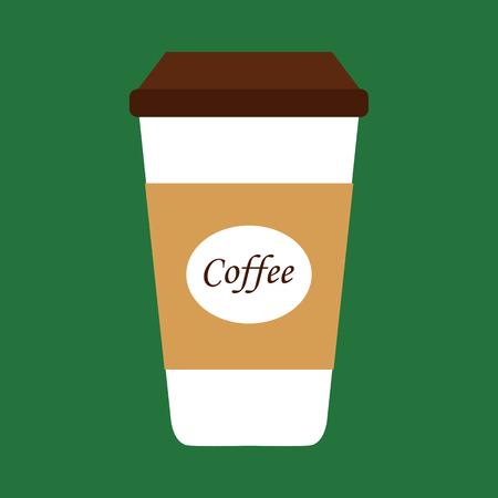 Flat icon disposable coffee cup with coffee beans. Vector illustration.のイラスト素材