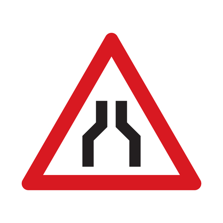 Traffic sign road narrows on both sides. Vector illustration.のイラスト素材